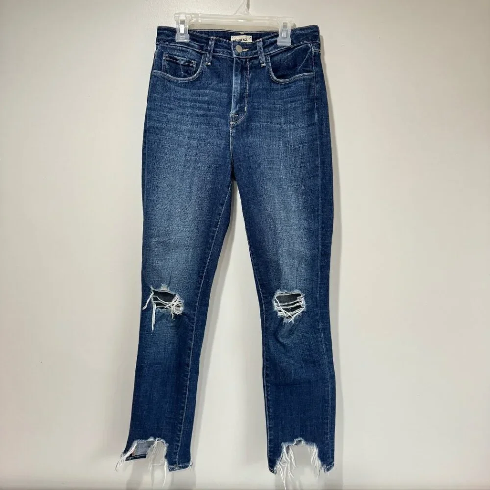 L' AGENCE High Rise Skinny Vintage Destruct Jeans Sz. 26 - Picture 2 of 10